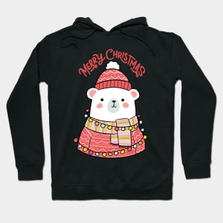 Merry Christmas cute polar bear illustration Hoodie